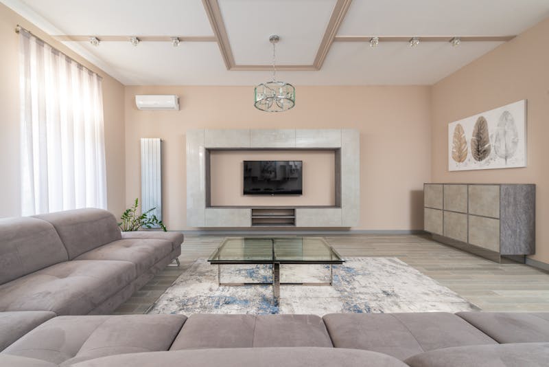 Open plan room with laminate